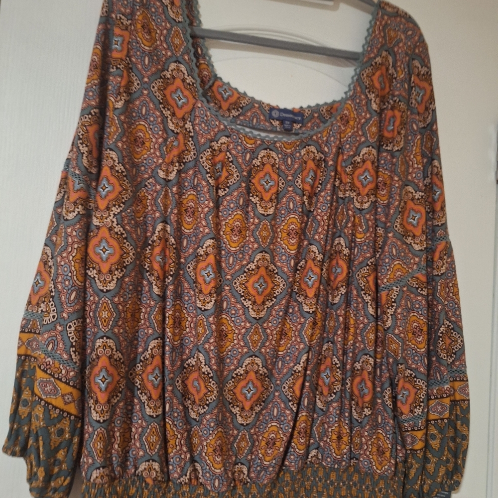 NWT Womens Blouse Democracy 2X Bohemian Patterned Women's Top - Picture 4 of 6